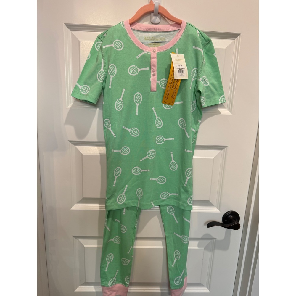 The Beaufort Bonnet Company Sara Janes Tennis Racket Pajama Set Green  Kids 14